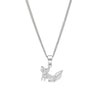 Sterling Silver Origami Fox Pendant Necklace - White