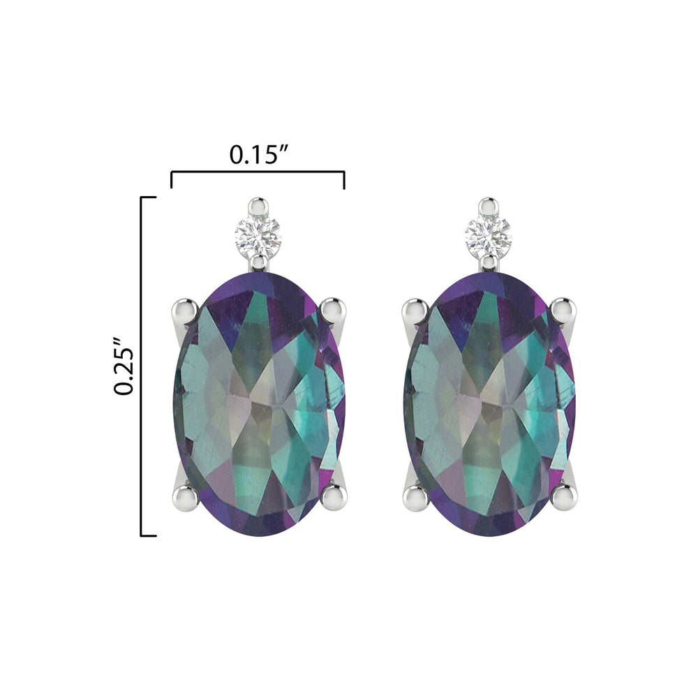 Sterling Silver Oval 1.15CTTW Mystic Topaz & Diamond Stud Earrings