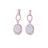 Sterling Silver Oval Drop Earrings with White Lab-Created Opal