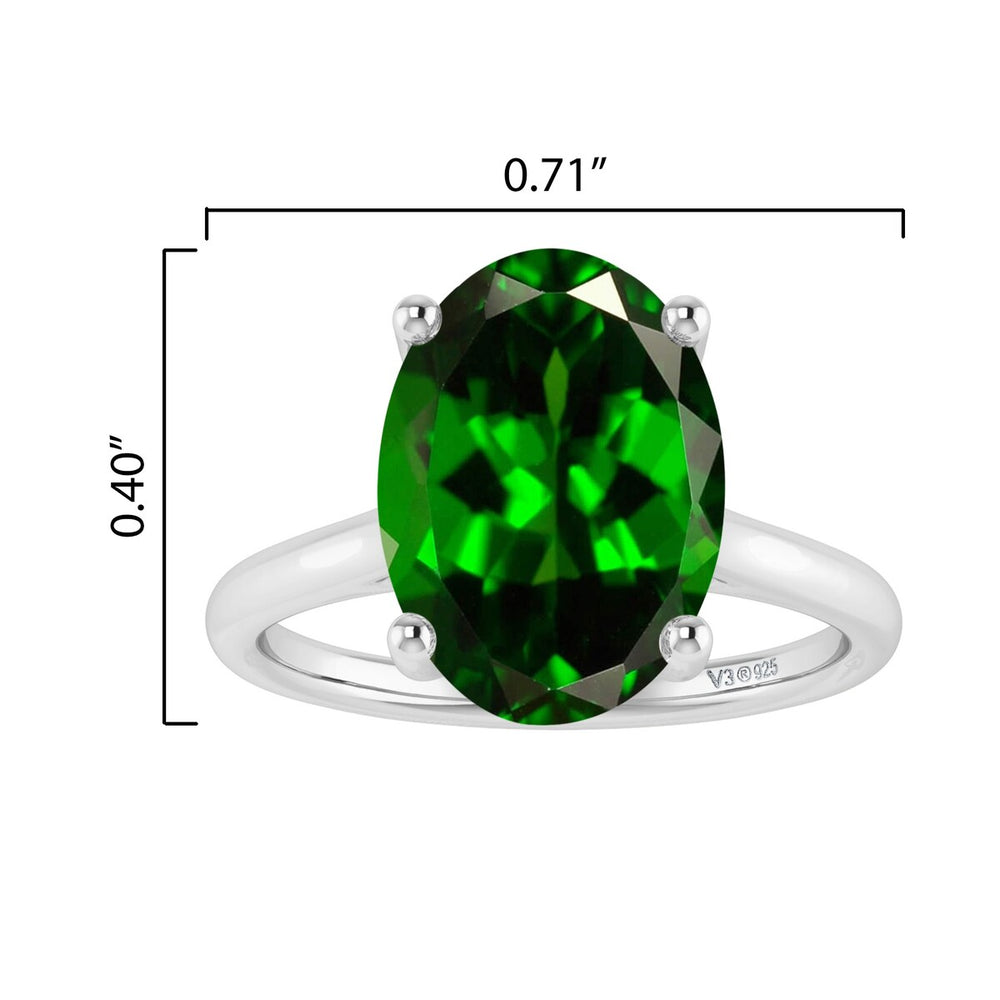 Sterling Silver Oval Shape 2.50cttw Natural Chrome Diopside Solitaire Ring