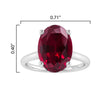 Sterling Silver Oval Shape 3.0cttw Ruby Solitaire Ring