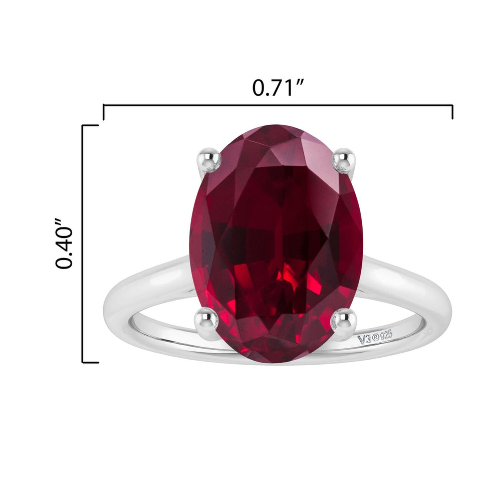 Sterling Silver Oval Shape 3.0cttw Ruby Solitaire Ring