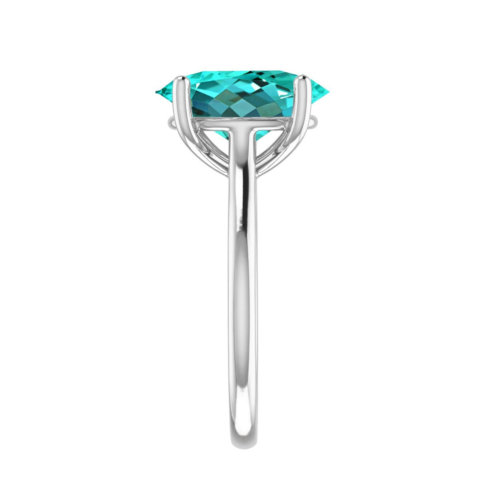 Sterling Silver Oval Shape 3.35cttw Paraiba Tourmaline Solitaire Ring