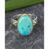 Sterling Silver Oval Shaped Blue Mohave Turquoise with Brass Accents