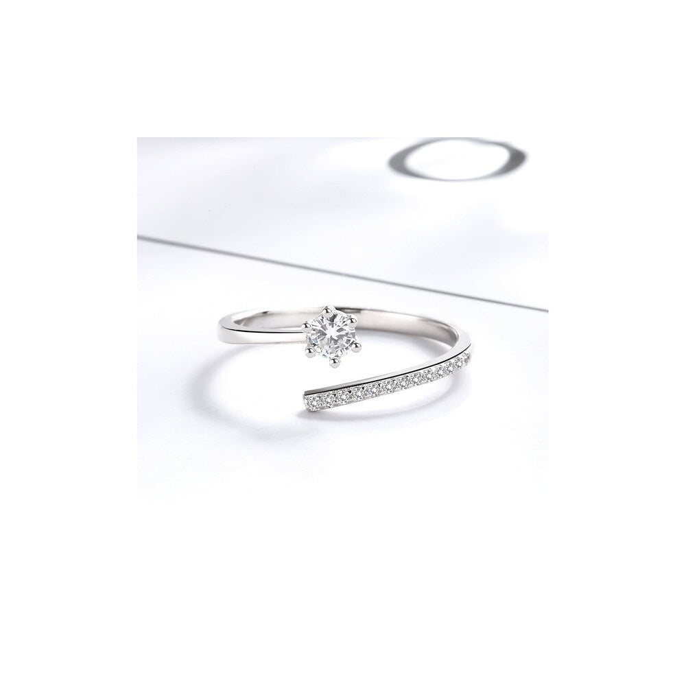 Sterling Silver Overlap Adjustable Ring with crystals from Swarovski