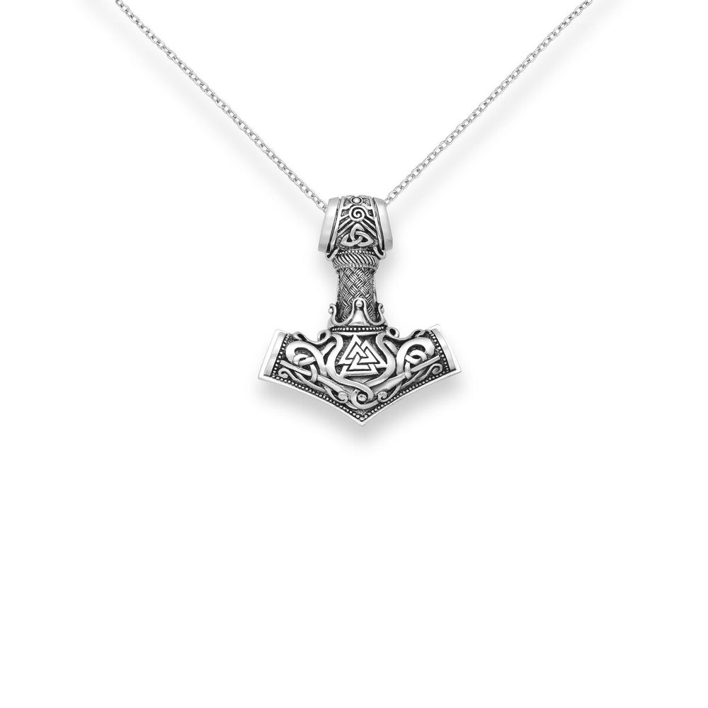 Sterling Silver Oxidized Celtic & Valknut Anchor Pendant Necklace1 - White