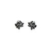 Sterling Silver Oxidized Lotus Flower Stud Earrings