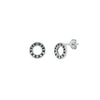 Sterling Silver Oxidized Moon Phases Circular Stud Earrings