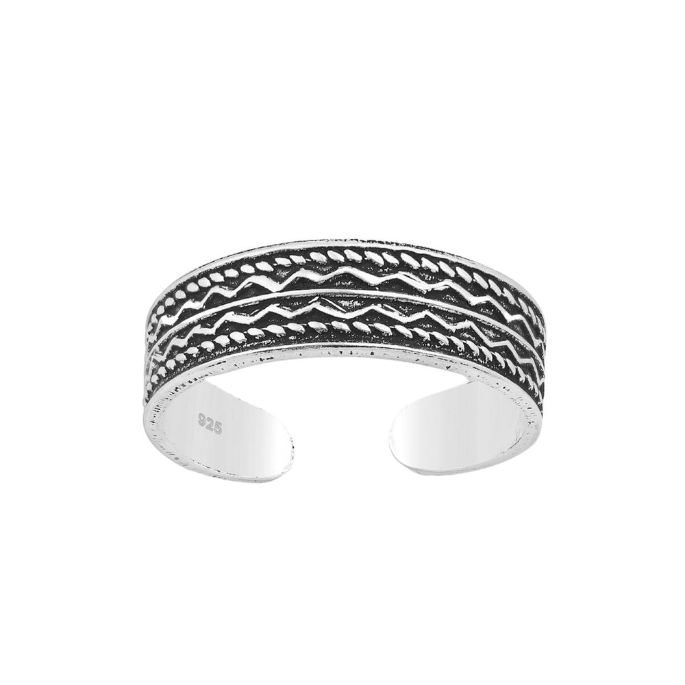 Sterling Silver Oxidized Patterned Toe Ring