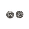 Sterling Silver Oxidized Round Aztec Stud Earrings