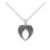 Sterling Silver Oxidized Wings Pendant Necklace - White