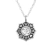 Sterling Silver Oxidized Zodiac Ohm Lotus Pendant Necklace - Ag Sterling - White