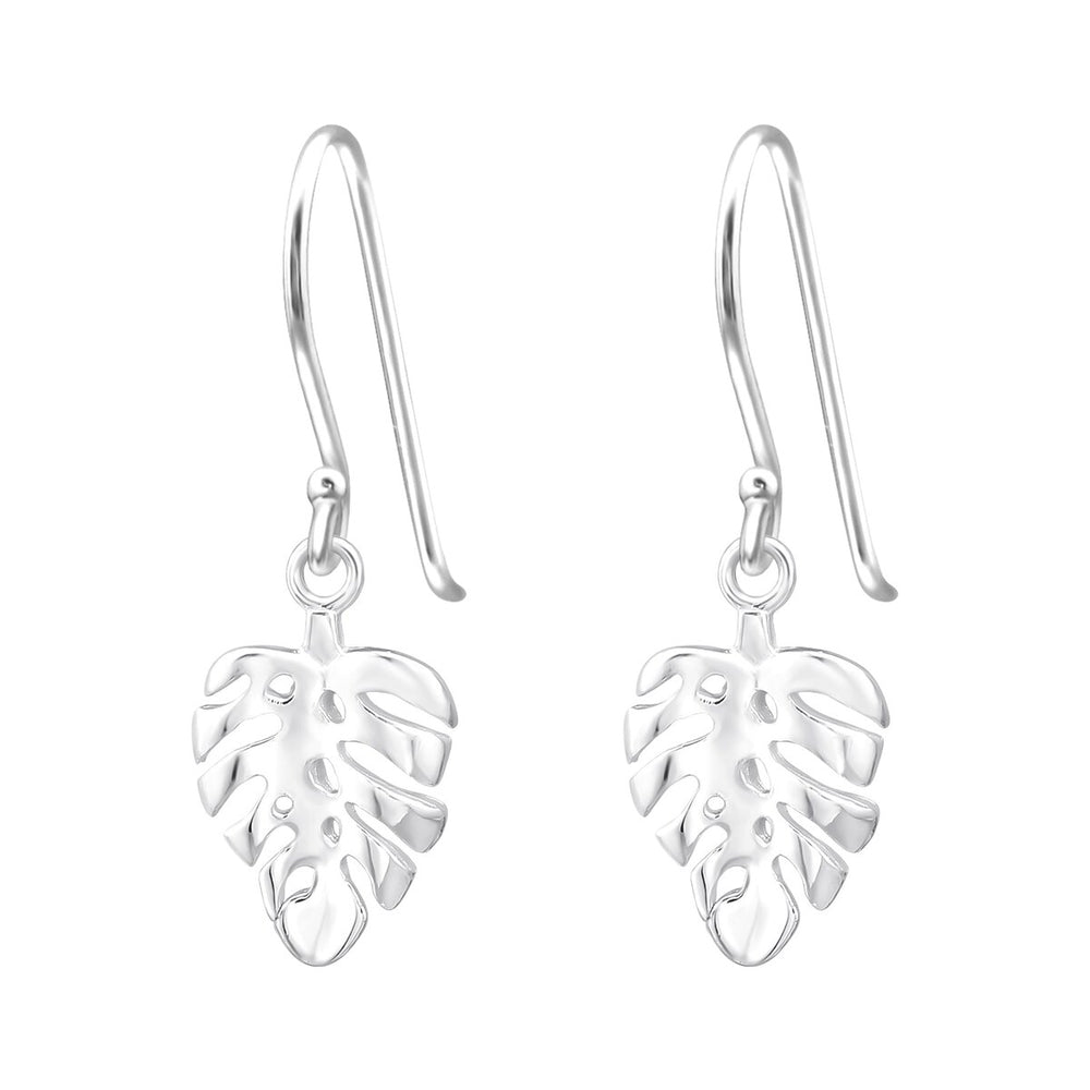 Sterling Silver Palm Leaf Drop Earrings