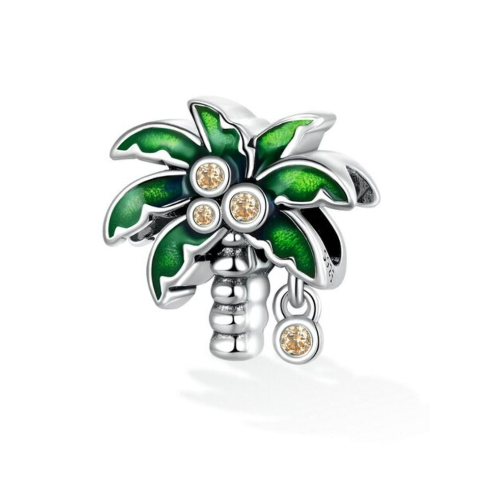 Sterling Silver Palm Tree Coconuts Charm