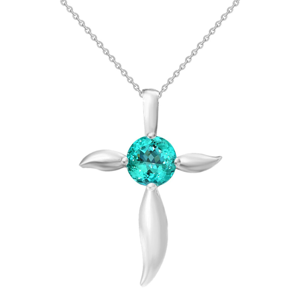 Sterling Silver Paraiba Tourmaline Cross Pendant