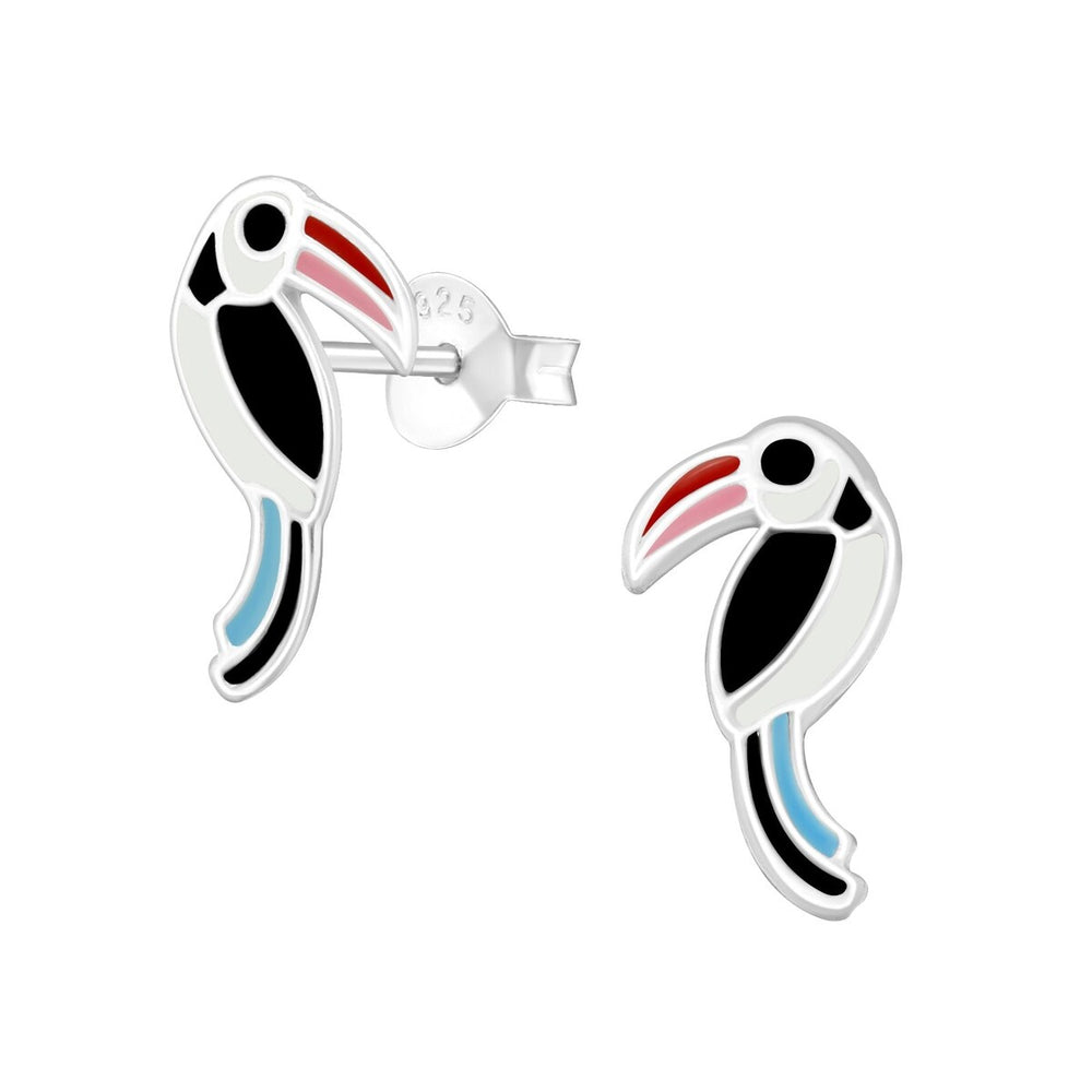 Sterling Silver Parrot Stud Earrings