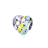 Sterling Silver Pastel Multi Colored Hearts Charm Bead