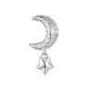 Sterling Silver Patterned Moon & Dangling Star Charm