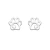 Sterling Silver Paw Print And Heart Open Stud Earrings