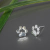 Sterling Silver Paw Print Stud Earrings