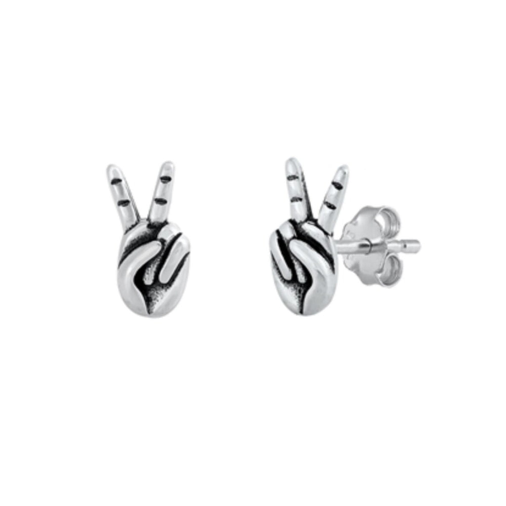 Sterling Silver Peace Sign Stud Earrings