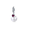 Sterling Silver Pearl Amethyst Cubic Zirconia Heart Dangling Charm