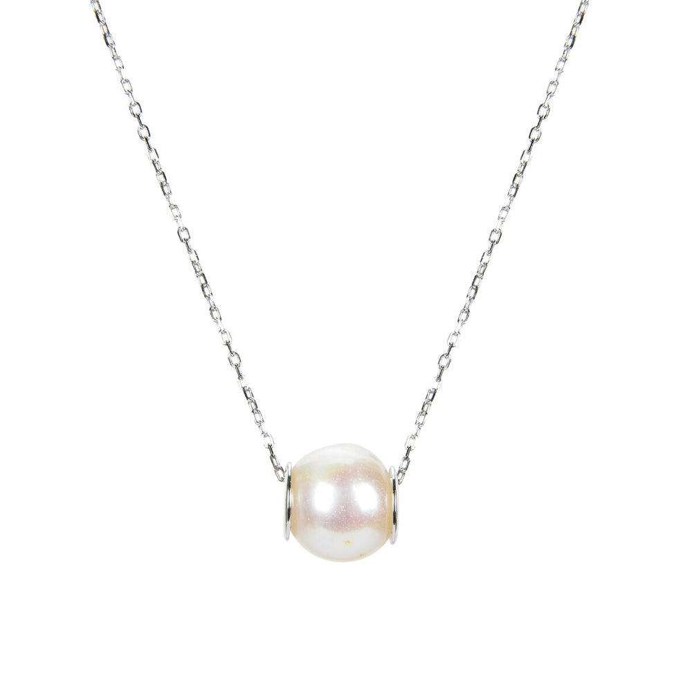 Sterling Silver Pearl Necklace with Adjustable Chain from 15" to 20"