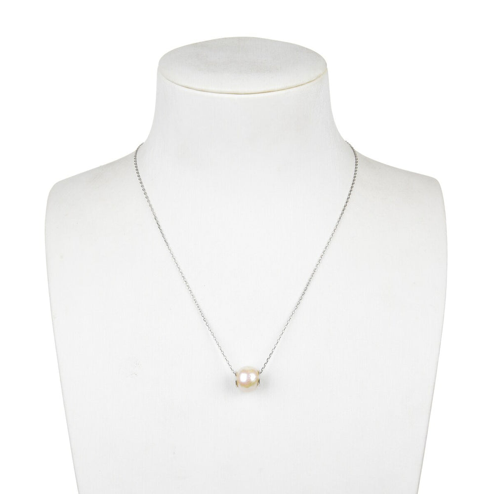 Sterling Silver Pearl Necklace with Adjustable Chain from 15" to 20"