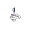 Sterling Silver Pink Heart Infinity Sign Loving Sister Dangle Charm