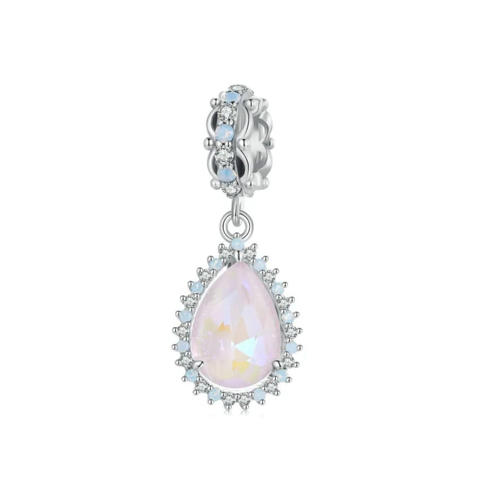 Sterling Silver Pink & Blue Opal Teardrop Dangling Charm