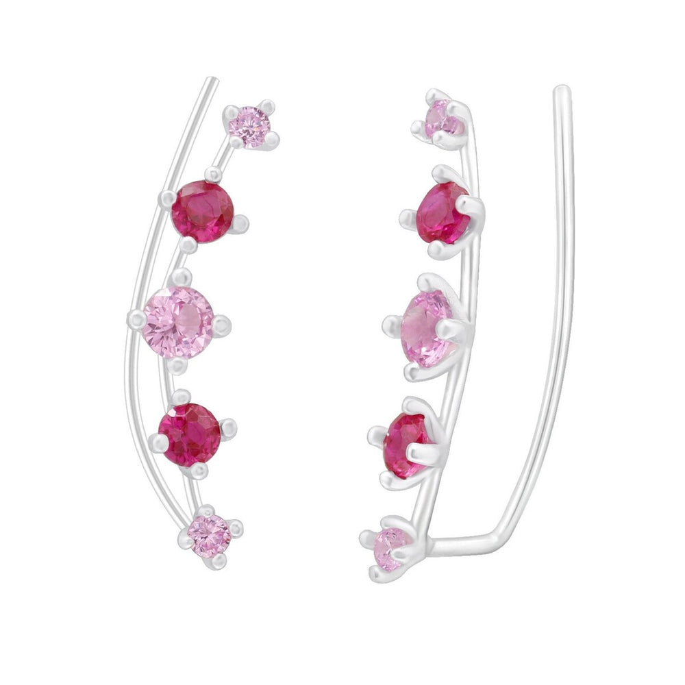 Sterling Silver Pink & Fuchsia Cubic Zirconia Crawler Earrings