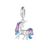 Sterling Silver Pink, Purple & Blue Unicorn Dangling Charm