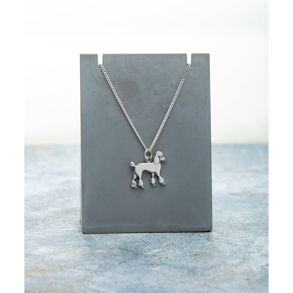 Sterling Silver Poodle Pendant Necklace - White