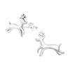 Sterling Silver Prancing Reindeer Dainty Stud Earrings