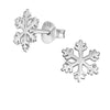 Sterling Silver Premium Plated Classic Snowflake Dainty Stud Earrings