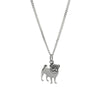 Sterling Silver Pug Dog Pendant Necklace - White