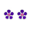 Sterling Silver Purple Pink Cubic Zirconia Flower Stud Earrings