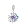 Sterling Silver Purple & Blue Celestial Moon and Sun CZ Bracelet Charm