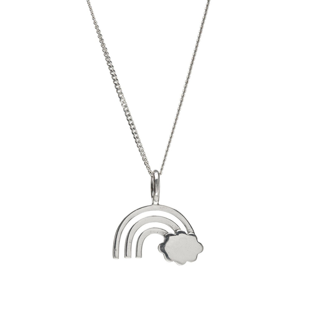 Sterling Silver Rainbow Pendant Necklace - White