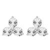 Sterling Silver Real White Diamond 3- Stone Stud Earrings