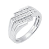 Sterling Silver Real White Diamond Three Row Men