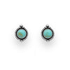 Sterling Silver Reconstructed Turquoise Bali Circular Stud Earrings