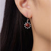 Sterling Silver Red Color Freshwater Pearl in Sun Shape Lever Back Earring