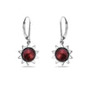 Sterling Silver Red Color Freshwater Pearl in Sun Shape Lever Back Earring