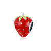 Sterling Silver Red Enamel Strawberry Charm