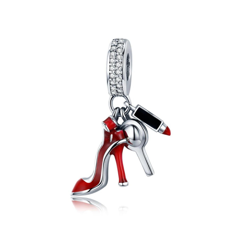 Sterling Silver Red High Heel And Lipstick Charm