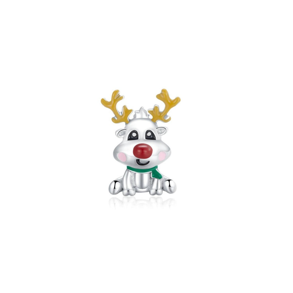 Sterling Silver Red Nose-Reindeer Charm