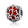 Sterling Silver Red Open Stars Bracelet Charm