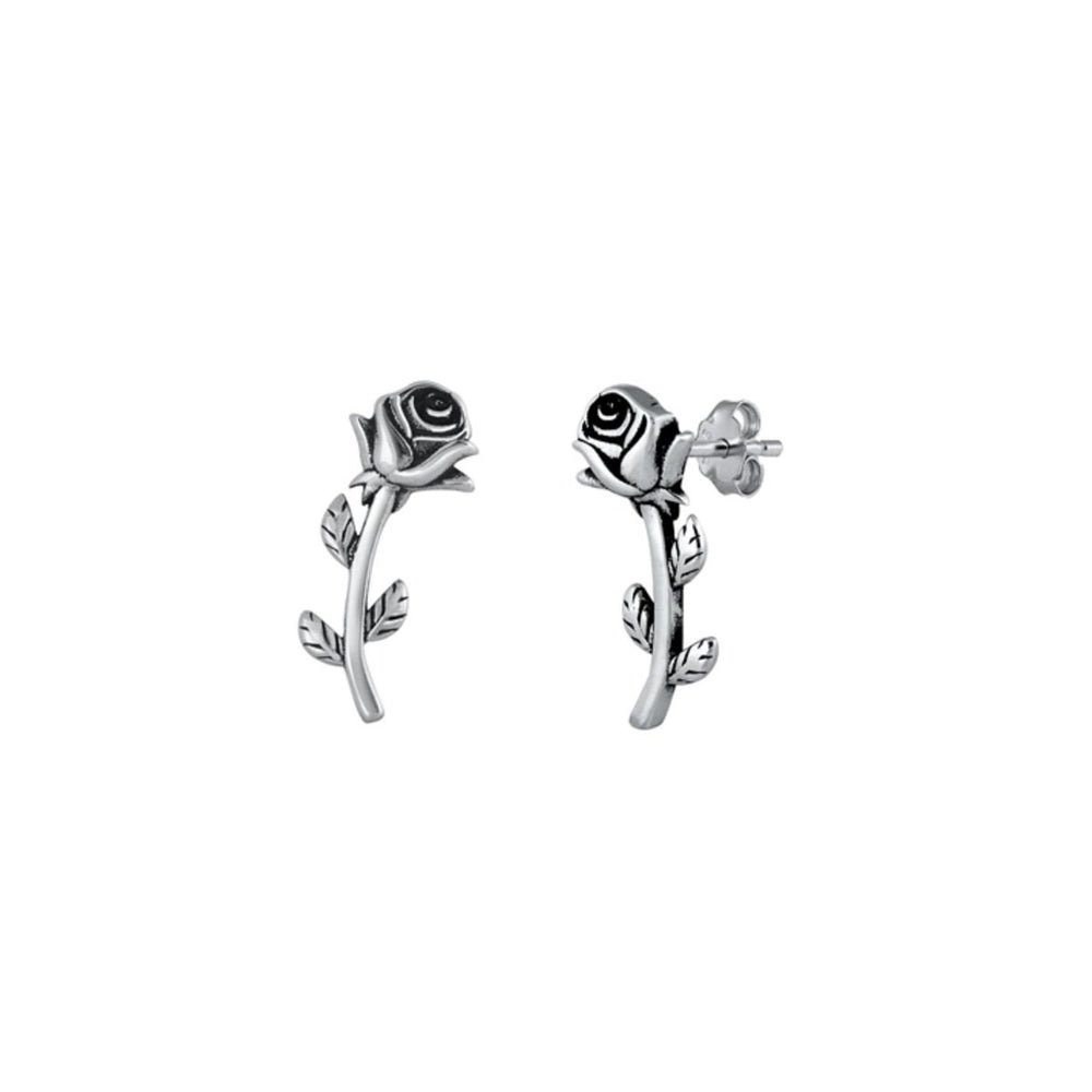 Sterling Silver Rose Stud Earrings