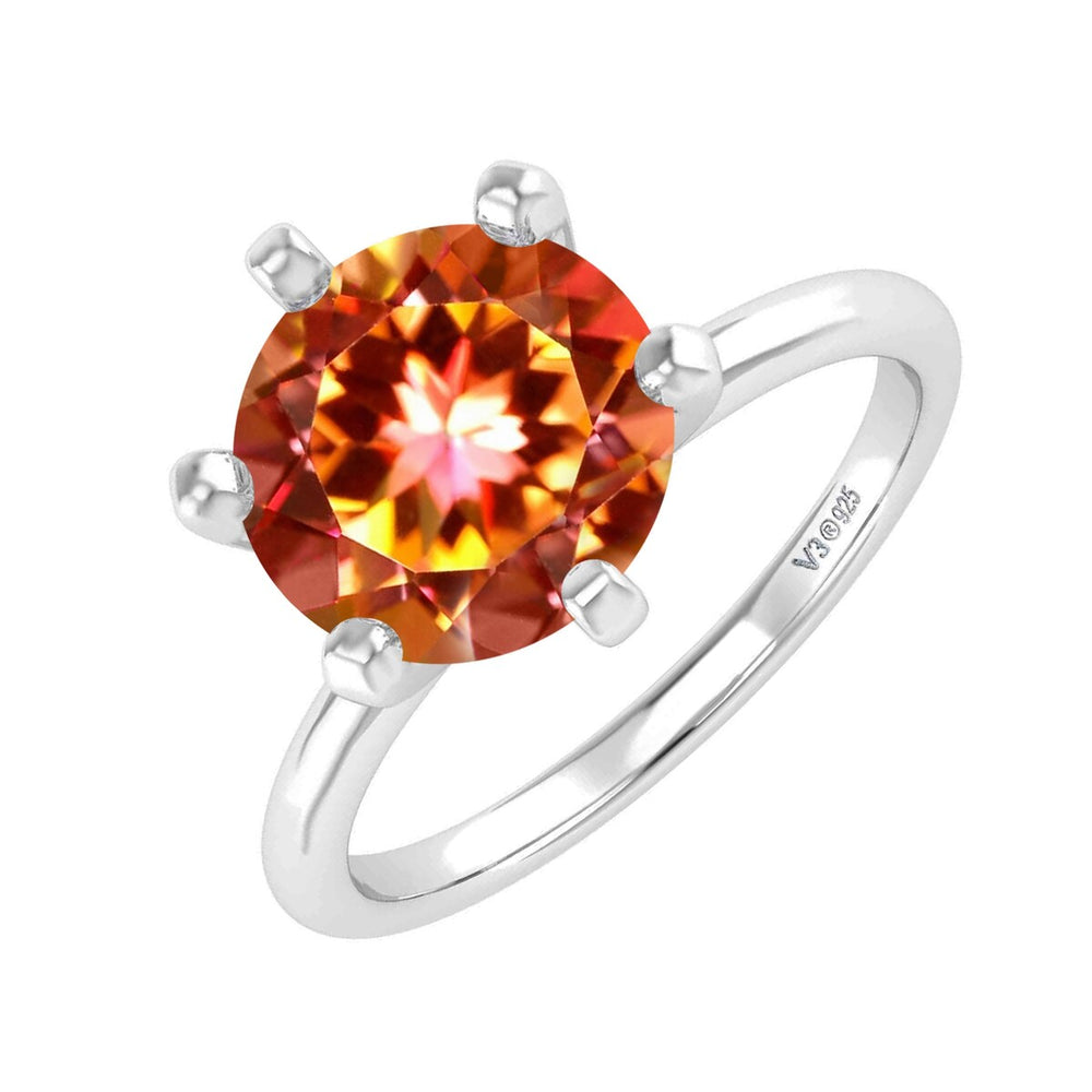 Sterling Silver Round 2.20Ct Fire Topaz Solitaire Ring